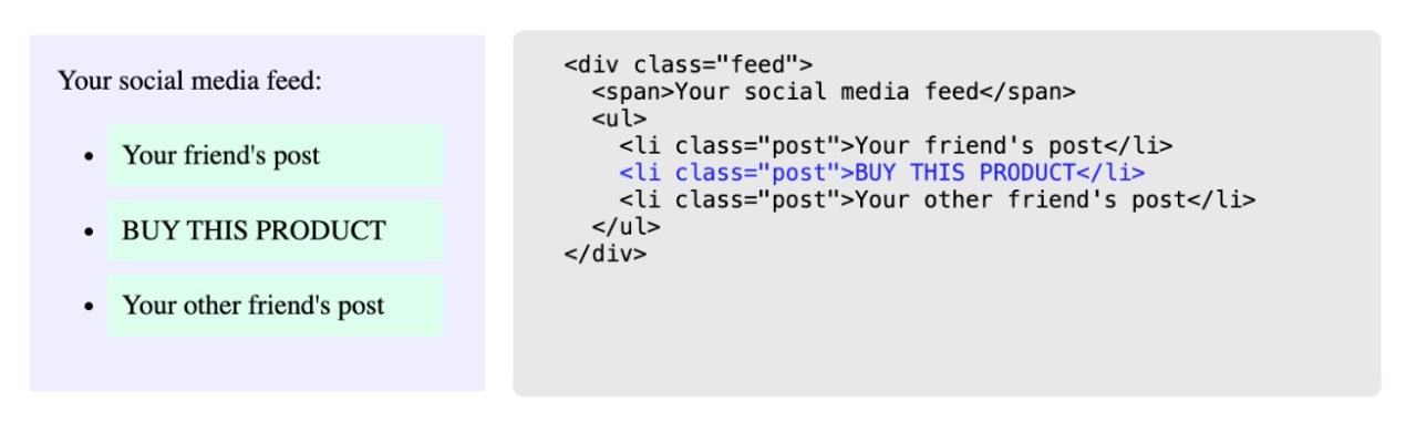 An example of markup where ad elements are not clearly identifiable
