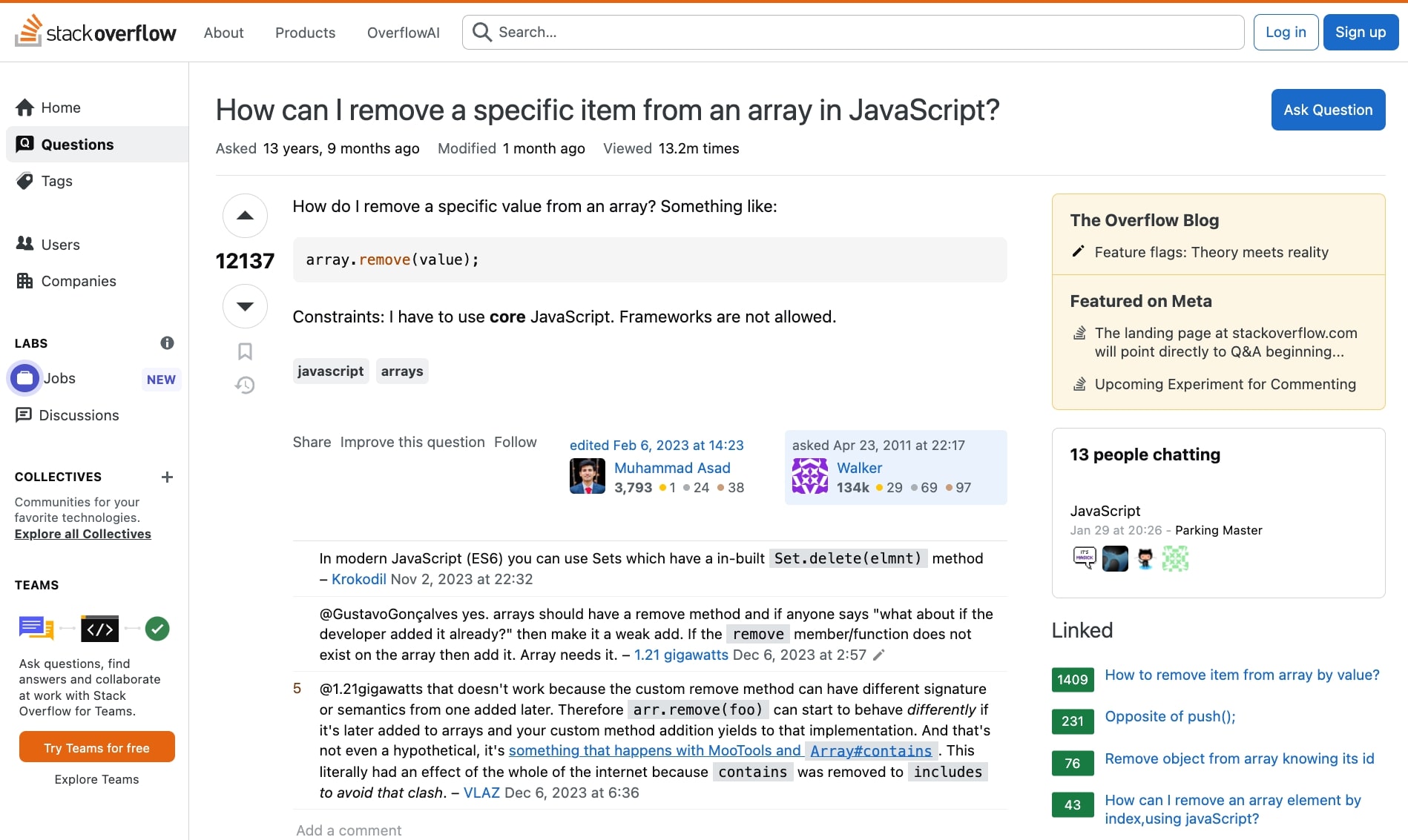 Before: stackoverflow.com without the custom scriptlet