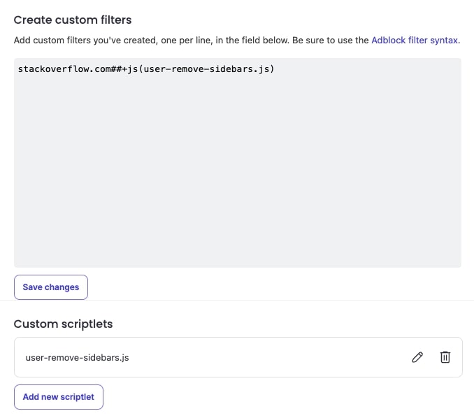 Creating a custom filter rule