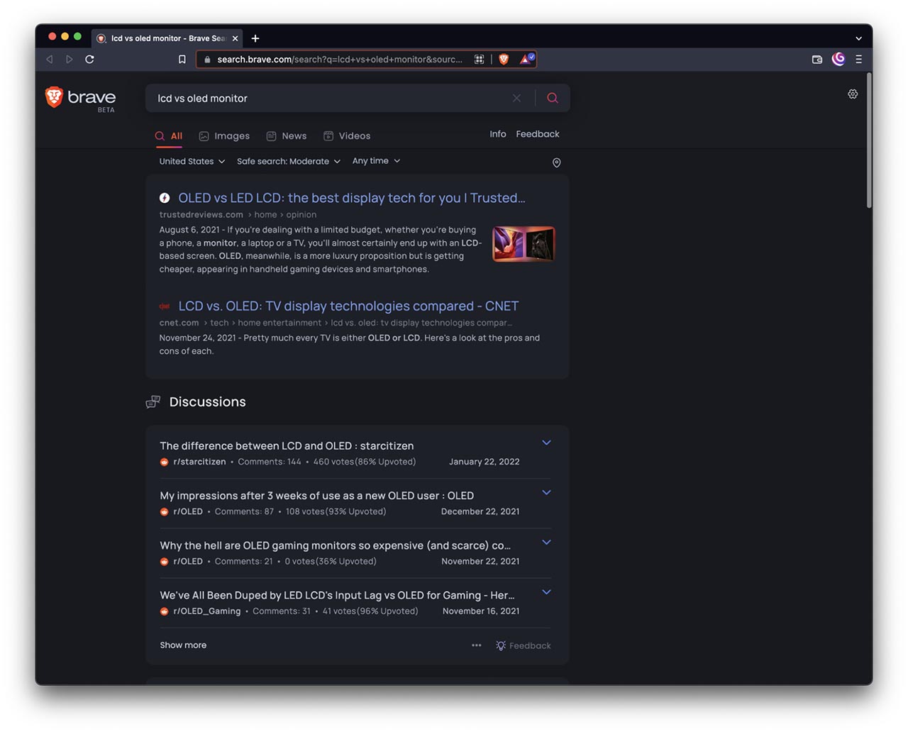 Discussions, on Brave Search