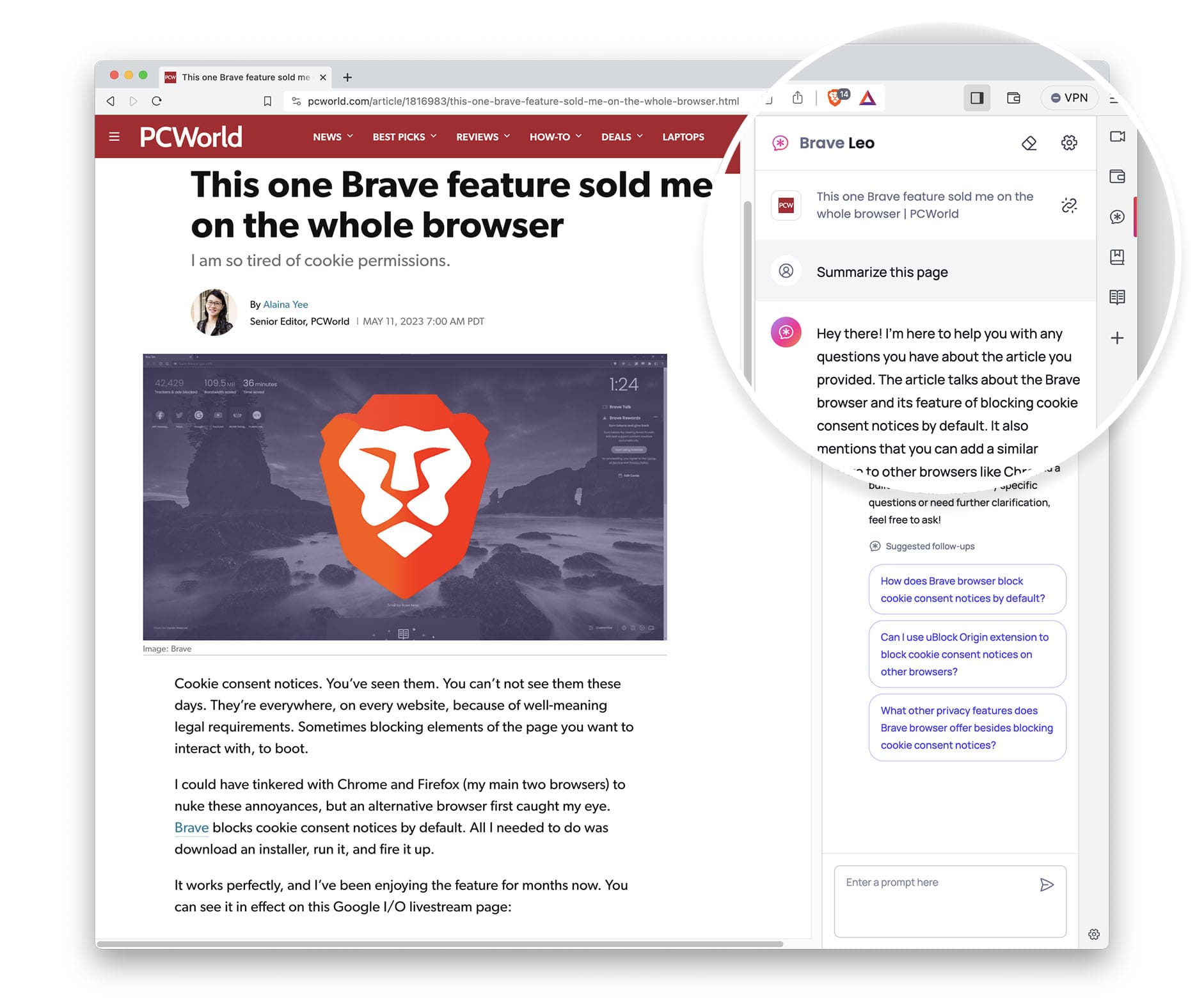 Article Summary via Brave Leo