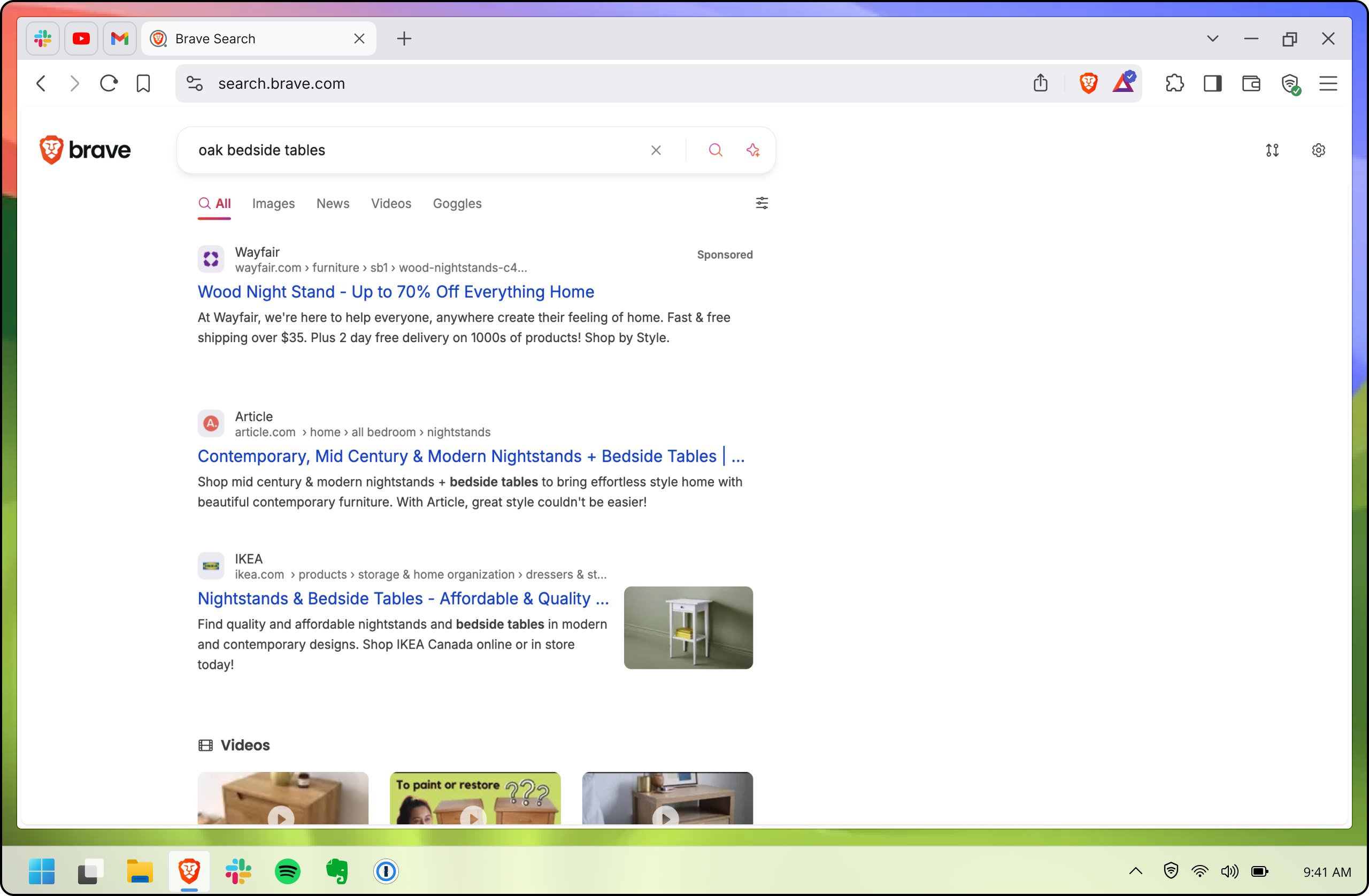 Brave Search results page
