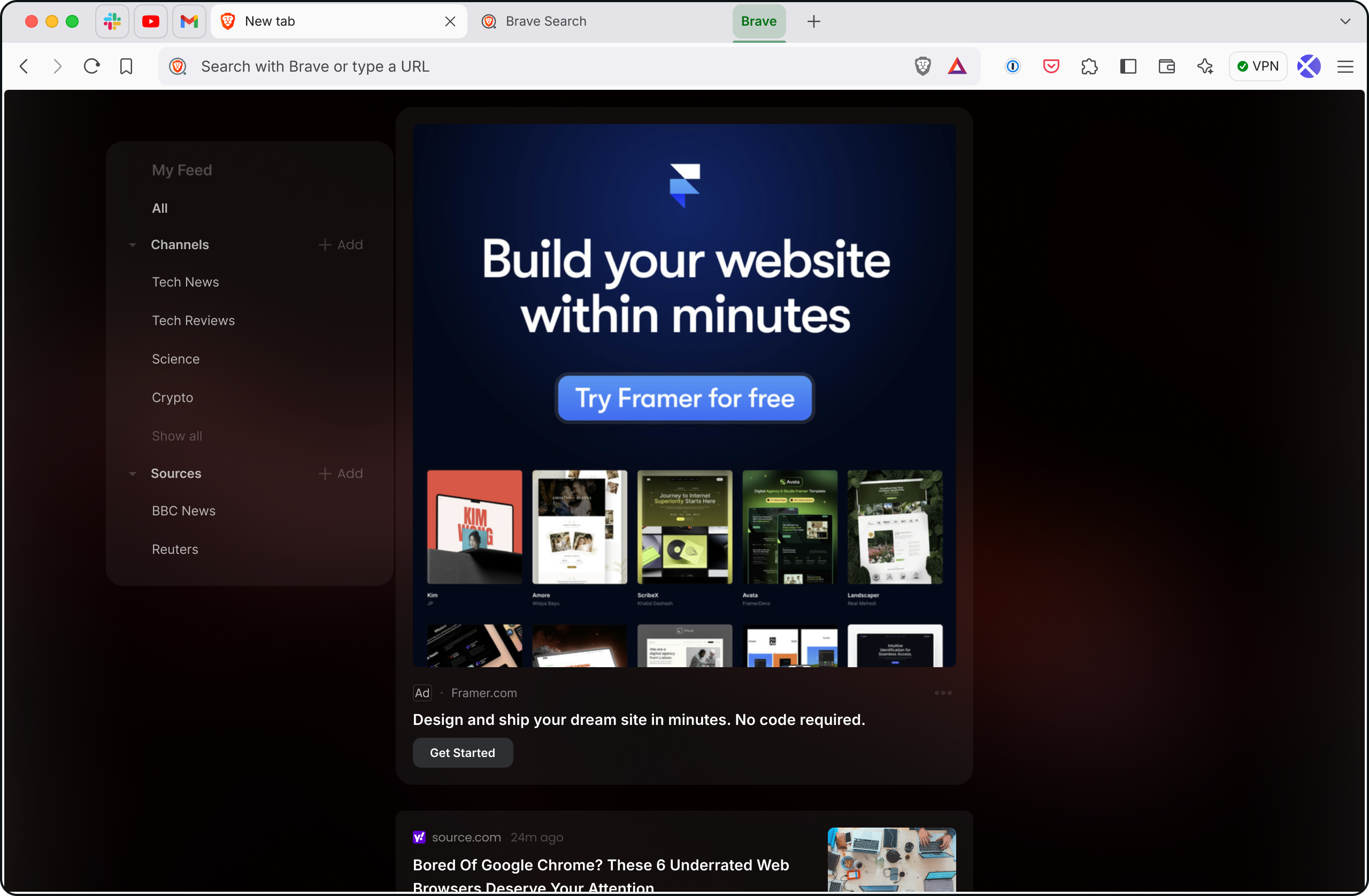 Brave Search results page